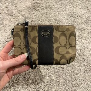 Coach Signature Brown Wristlet